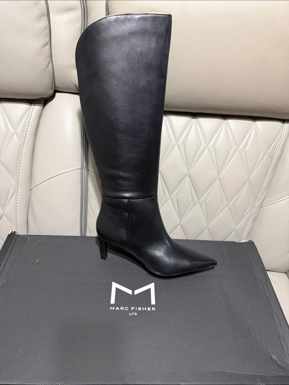 Marc Fisher Esmee Black Over-the-Knee Pointed Boot